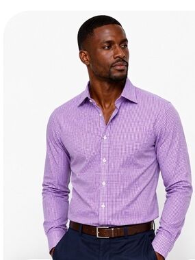 Gorgeous Charles Tyrwhitt Purple Gingham Dress Shirt -Slim Fit 16.5 neck